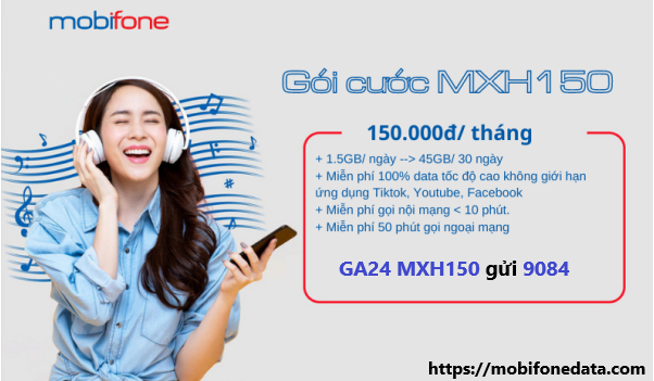 Gói cước MXH150 Mobifone Miễn phí mạng xã hội