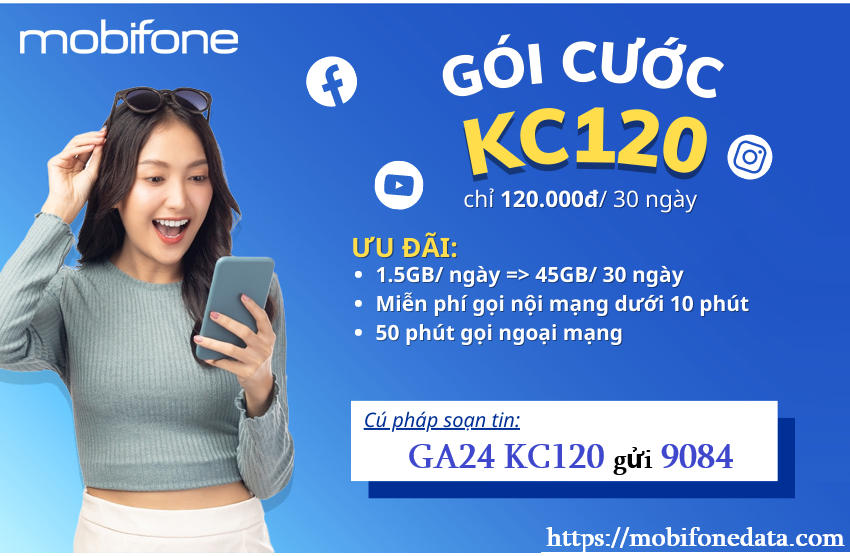 Đăng ký gói cước KC120 - ưu đãi combo Mobifone 1