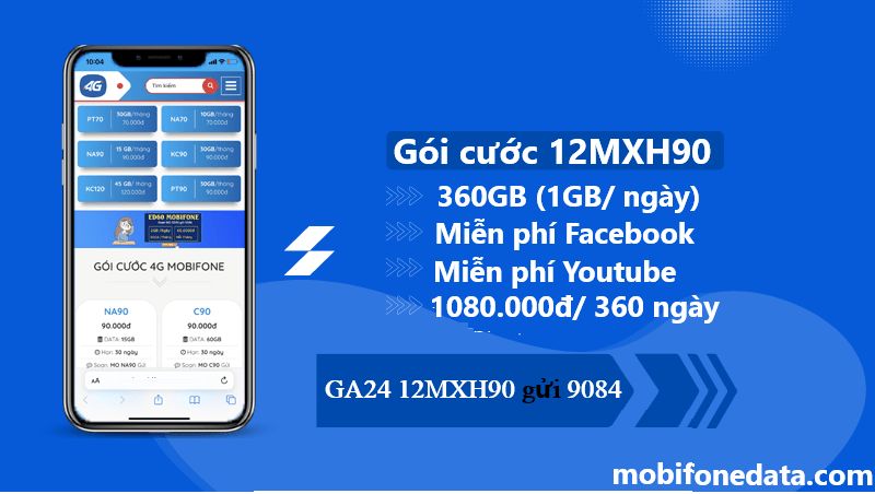 Gói cước 12MXH90 Mobifone - Free Facebook, Youtube 3