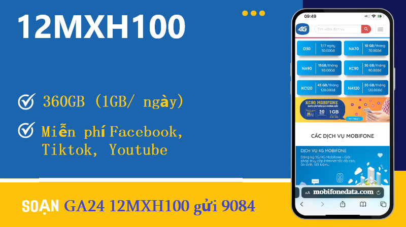 Gói cước 12MXH100 Mobifone