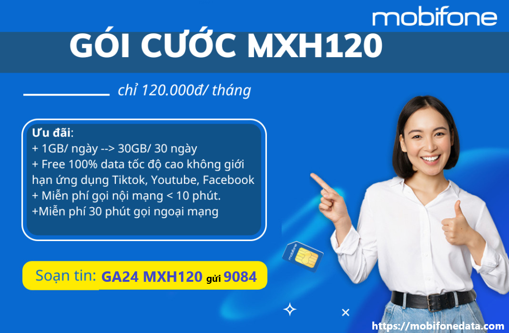 MXH120-Gói cước ưu đãi mạng xã hội Mobifone